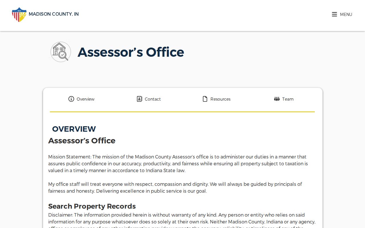 Anderson street directory Madison County Assessor page